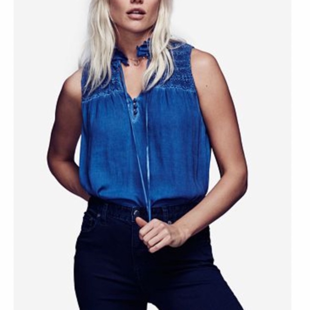 Free People Blue Tank Blouse